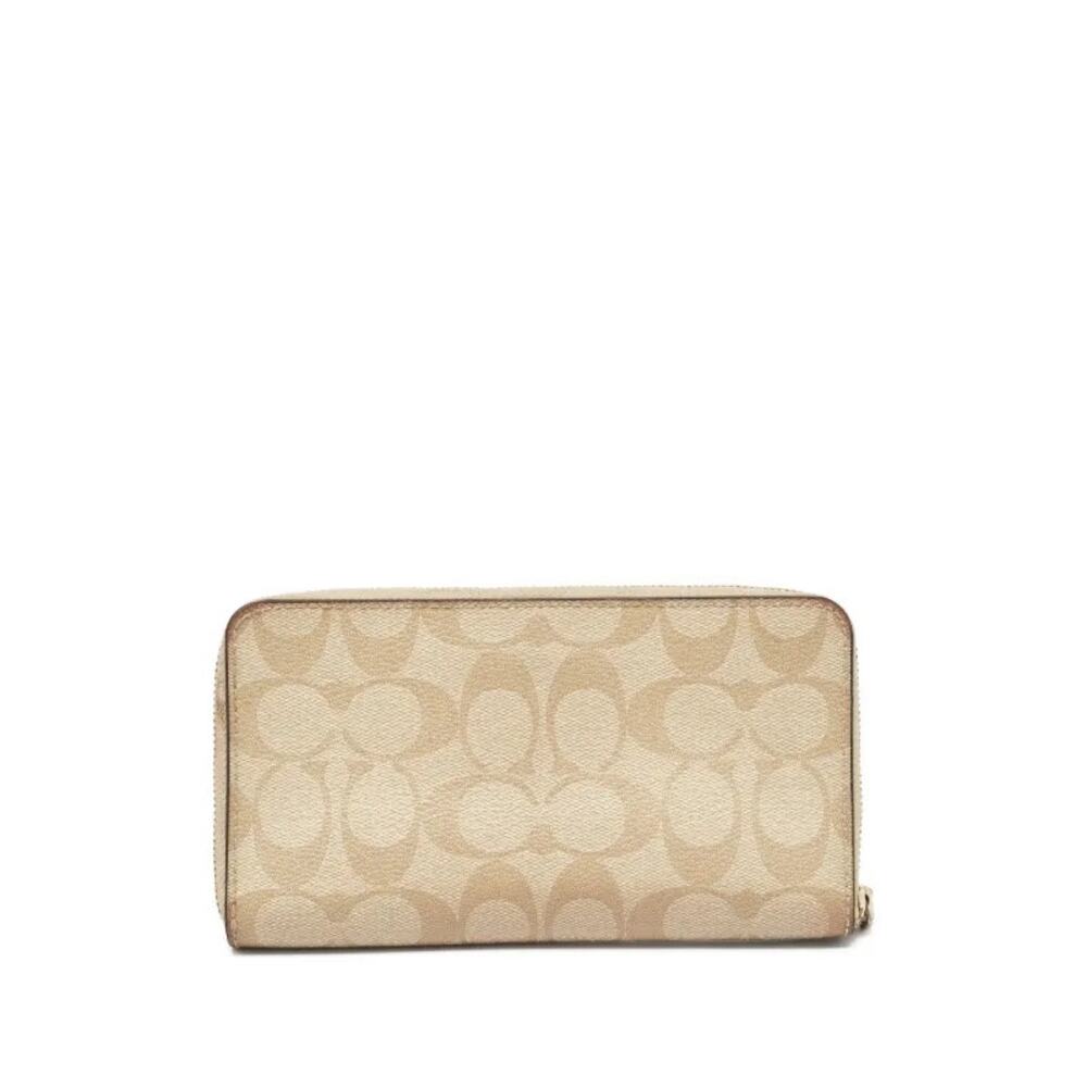 NWT Coach Long Zip Around Wallet Light Khaki Chalk Signature Canvas F88913 - Picture 2 of 5